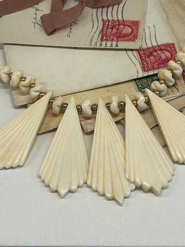 1970s Carved Bone Necklace Bloomers and Frocks